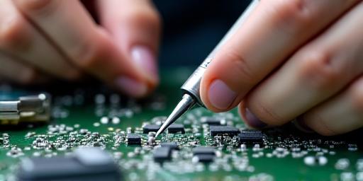 Hands iterating on a circuit board design